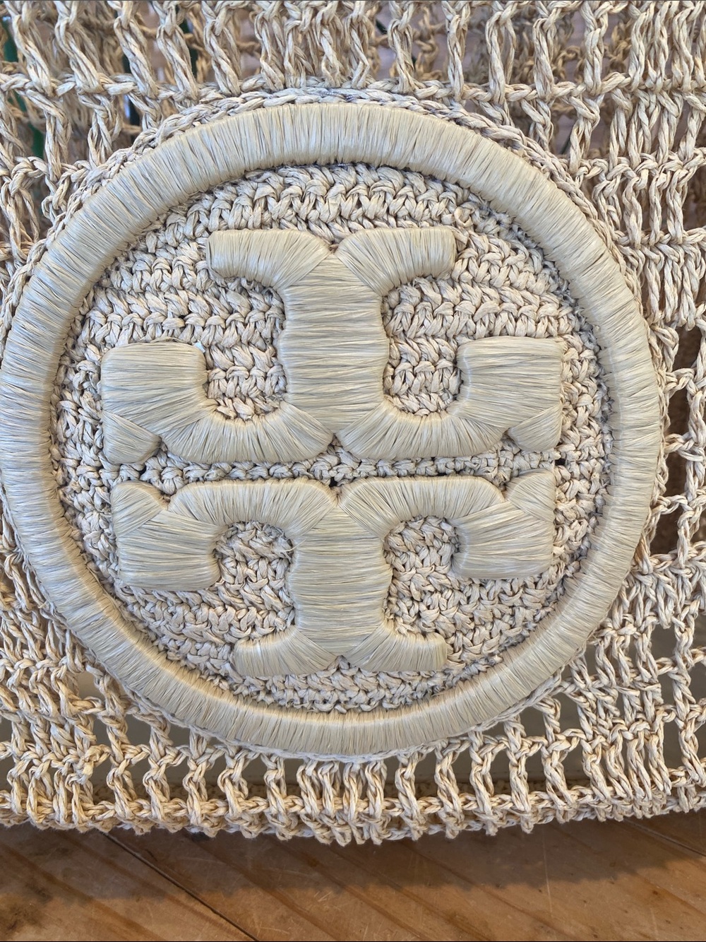 Tory Burch Cream Raffia Open-Weave Tote - Picture 4 of 17